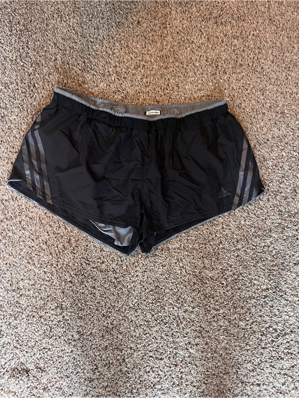 adidas Black and Gray Athletic Running Shorts